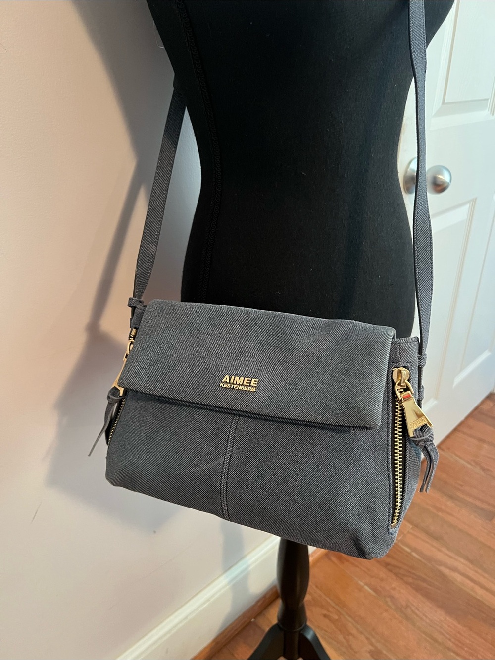 AIMEE KESTENBERG Light Blue Denim Flap Crossbody Bag - Picture 2 of 14